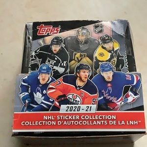 Topps NHL 2020-21 Sticker Collection 39 Sticker Pack Box New Factory Sealed